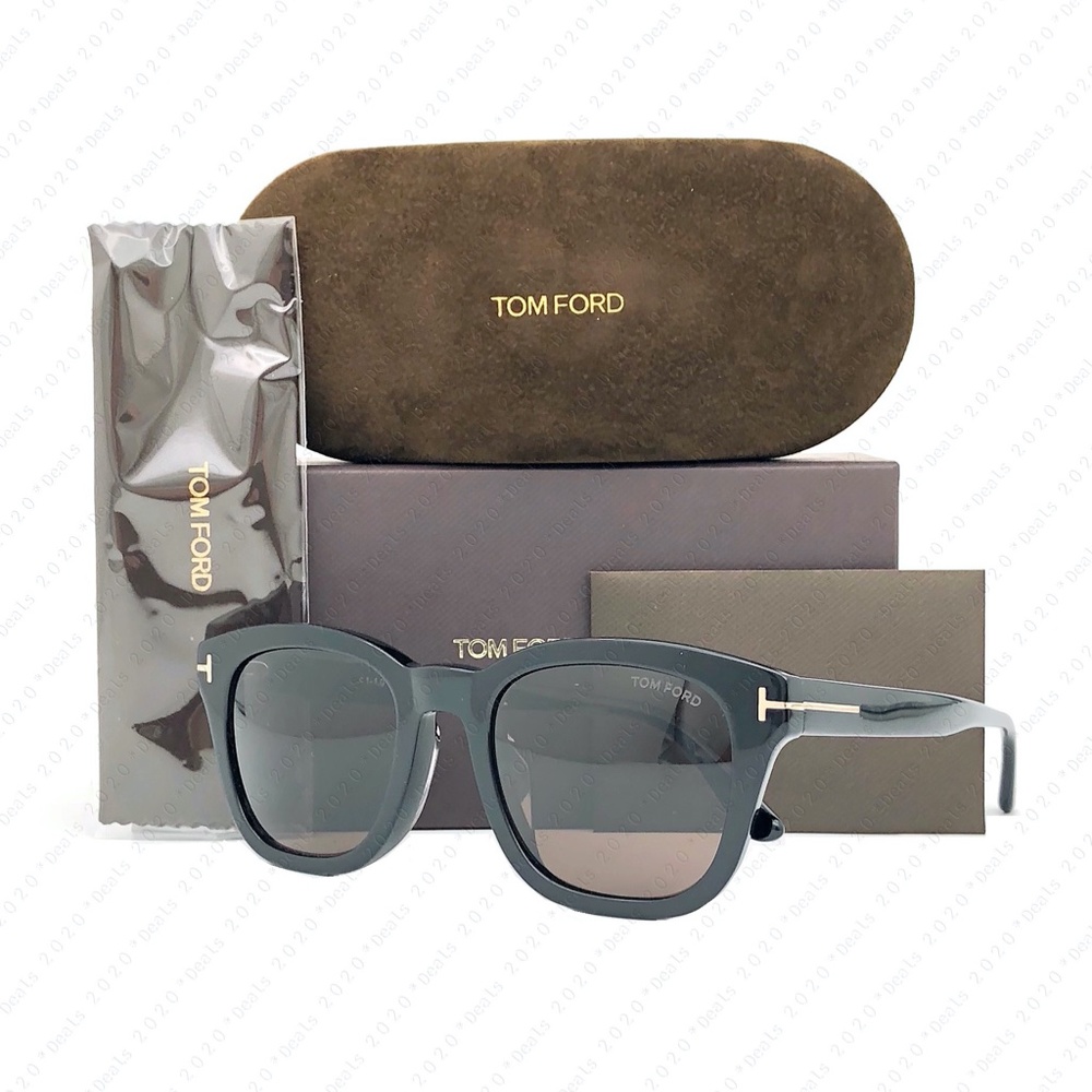 Authentic Tom Ford Eugenio FT0676F 01E 53mm Shiny Black Sunglasses